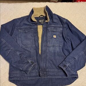 CARHARTT MEN'S RELAXED FIT SHERPA-LINED LARGE WASH DENIM JACKET